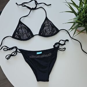 Melissa Odabash Black Rhinestone Bikini Set